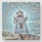 Seeleuchtturm-Türkis-Blau-Foto-Kunst Steinuntersetzer (Vorderseite)