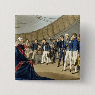 Seeleute am Gebet an Bord Schiffs Lord-Nelsons Button