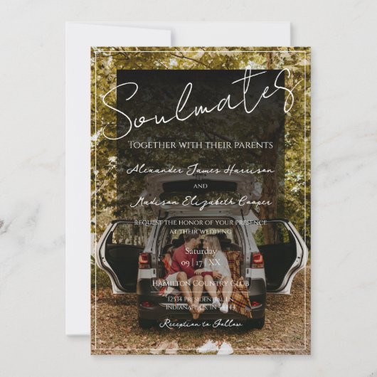 Seeleute Foto Hochzeit Einladung | Schwarzes Overl (Vorderseite)