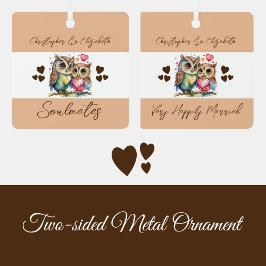 Seeleute niedliche Eulen glücklich verheiratet bra Ornament Aus Metall