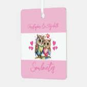 Seeleute niedliche Eulen glücklich verheiratet ros Ornament Aus Metall (Vorderseite links)