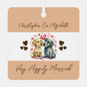 Seeleute niedliche Hunde glücklich verheiratet bra Ornament Aus Metall (Rückseite)