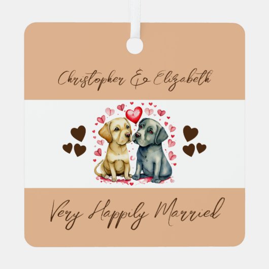 Seeleute niedliche Hunde glücklich verheiratet bra Ornament Aus Metall (Rückseite)