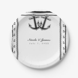 SeeLiebe verankert Strand-Hochzeits-Brautparty Pappteller