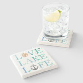 Seelove See-Leben-Anker-Rad-Typografie Steinuntersetzer (Seitenansicht)