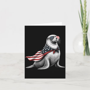 Seelöwe 4. Juli US-Amerikanische Flagge Patriotisc Karte