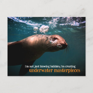 Seelöwe bläst Unterwasserblasen Feiertagspostkarte