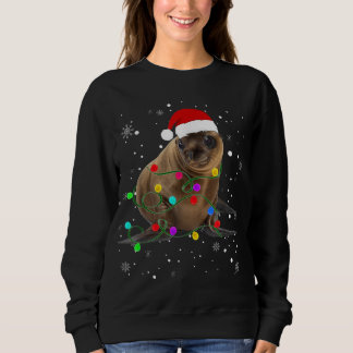 Seelöwe mit Weihnachtsbeleuchtung Weihnachtsseelio Sweatshirt