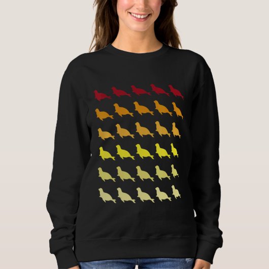 Seelöwe Retro-Tiermuster Sweatshirt (Vorderseite)