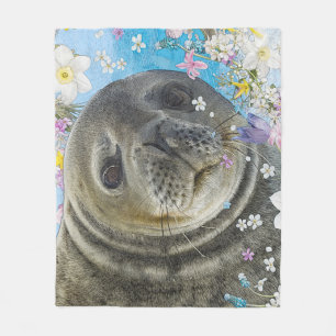 Seelöwe Schwimmen in Blume Fleecedecke