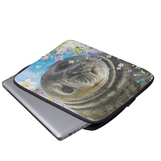 Seelöwe Schwimmen in Blume Laptopschutzhülle (Vorne Knopf)