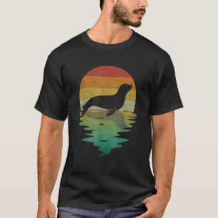 Seelöwe Silhouette Sonnenuntergang Retro Vintage 7 T-Shirt