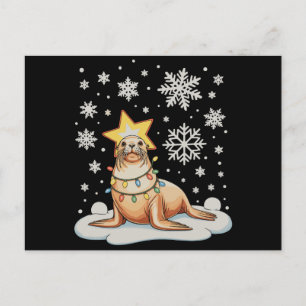 Seelöwe-Weihnachtsbaumlichter Weihnachten Schnee