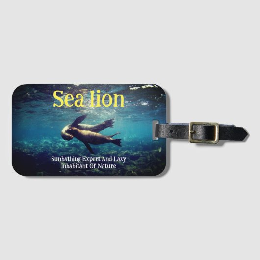 Seelöwen unter Wasser Gepäckanhänger (Vorderseite (Horizontal))