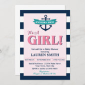 Seemädchen-Anker-Babyparty-Einladungs-Karte Einladung (Vorne/Hinten)