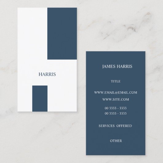 Seemann-blaues modernes geometrisches visitenkarte (Vorne/Hinten)