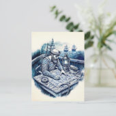 Seemann, der eine Karte auf dem Schiffsdeck liest (Stehend Vorderseite)