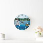 Seemann-Katzen Runde Wanduhr (Zuhause)