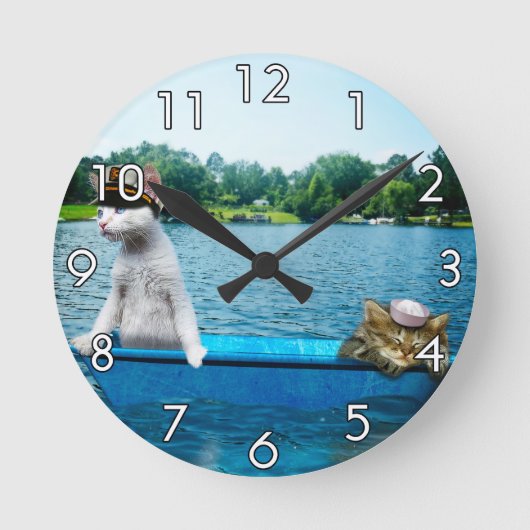 Seemann-Katzen Runde Wanduhr (Vorderseite)