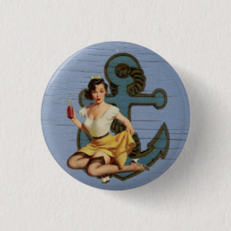 Seemann-Mädchenpinup-Knopf Button