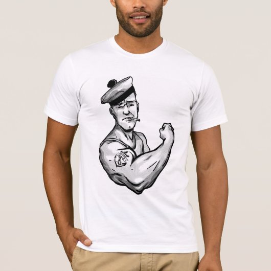 SEEMANN MIT ANKER-TÄTOWIERUNG T-Shirt (Vorderseite)