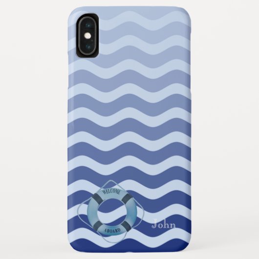 Seemann Navy Blue Waves Streifen Case-Mate iPhone Hülle (Rückseite)