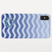 Seemann Navy Blue Waves Streifen Case-Mate iPhone Hülle (Rückseite (Horizontal))