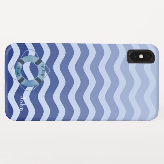 Seemann Navy Blue Waves Streifen Case-Mate iPhone Hülle (Rückseite (Horizontal))