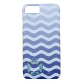 Seemann Navy Blue Waves Streifen Case-Mate iPhone Hülle (Rückseite)