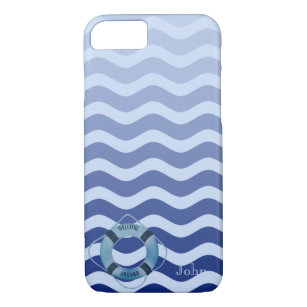 Seemann Navy Blue Waves Streifen Case-Mate iPhone Hülle