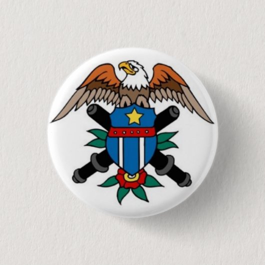 Seemann-Tätowierung - Eagle u. Schild - Knopf Button (Vorderseite)