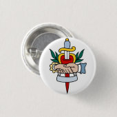 Seemann-Tätowierung - Händedruck u. Dolch - Knopf Button (Vorne & Hinten)