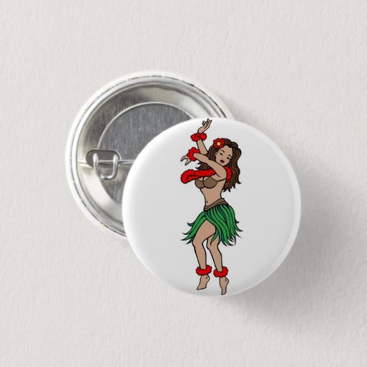 Seemann-Tätowierung - hawaiischer Hula Tänzer - Button (Vorne & Hinten)