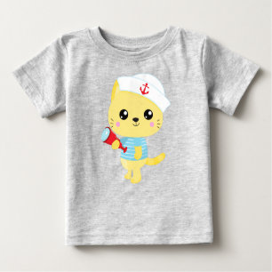 Seemännerkatze, Bootskapitän, Sailor Hat, Niedlich Baby T-shirt