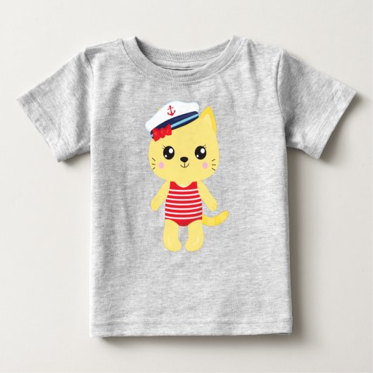Seemännerkatze, Sailor Hat, Bootsführer, Gelbe Kat Baby T-shirt (Vorderseite)