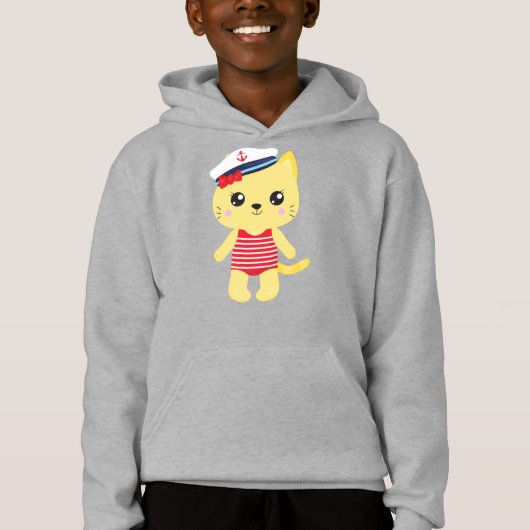 Seemännerkatze, Sailor Hat, Bootsführer, Gelbe Kat Hoodie (Vorderseite)