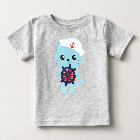 Seemännerkatze, Sailor Hat, Bootsführer, Niedliche Baby T-shirt (Vorderseite)