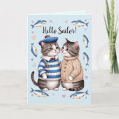 Seemännerkatze Valentine Nautical Fischer Cat Karte (Vorderseite)
