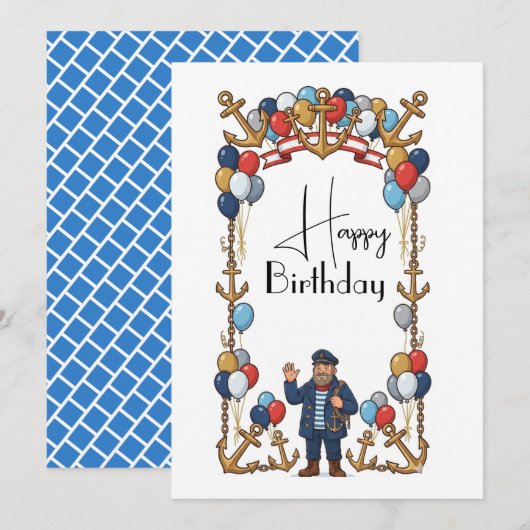 Seemanns Geburtstag Karte (Vorne/Hinten)