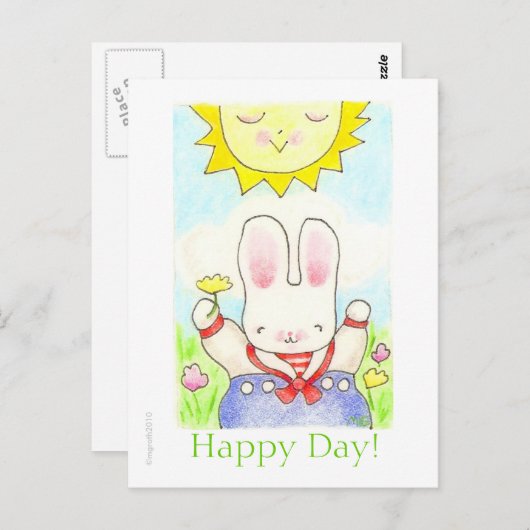 Seemannshase Happy Day! Postcard! Postkarte (Vorne/Hinten)