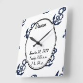 Seemarine-Anker-Muster Quadratische Wanduhr (Winkel)