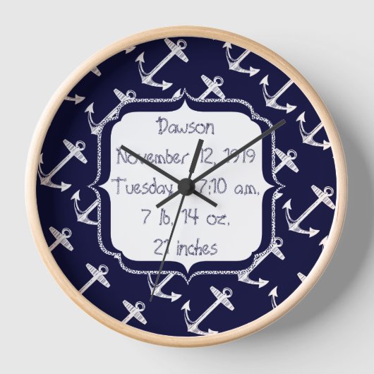 Seemarine-Anker-Muster Wanduhr (Vorderseite)