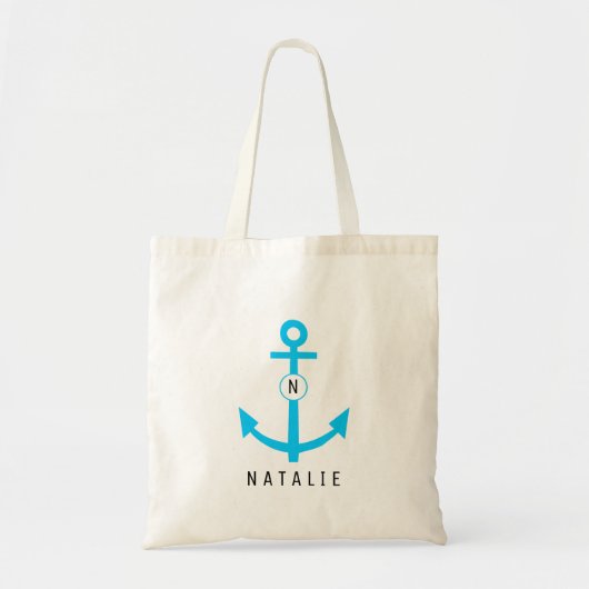 Seemarine-Anker-Strand-blaue Monogramm-Braut Tragetasche (Vorne)