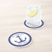 Seemarine-Blau-Anker-Familienname Getränkeuntersetzer (Seite)