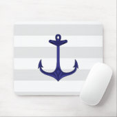 Seemarine-Blau-Anker-graues Weiß-Streifen Mousepad (Mit Mouse)