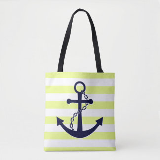 Seemarine-Blau-Anker-Strand Sun gelber gestreifter Tasche
