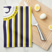 Seemarine-Blau-Gelb-Streifen-Anker-Entwurf Handtuch (Viertel Falte)