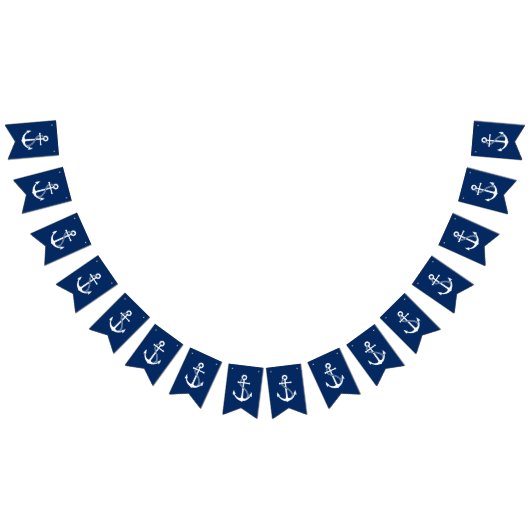 Seemarine-Blau mit weißem Anker Wimpelkette (Alle)