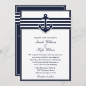 Seemarine-Blau schluckt Hochzeits-Einladung Einladung (Vorne/Hinten)