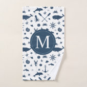 Seemarine-Blauwal-Delphin-Anker Badhandtuch Set (Handtuch)